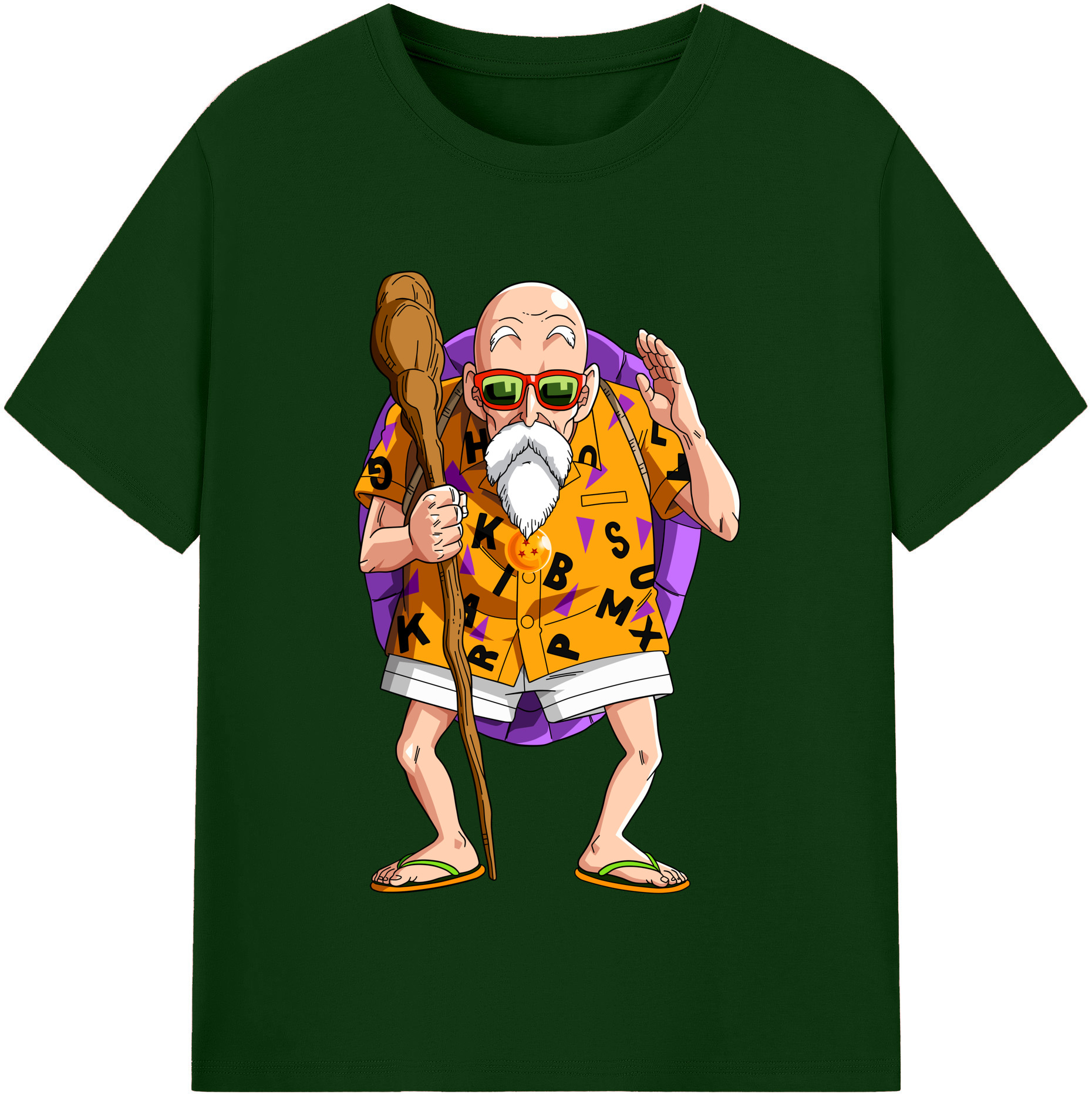 （画像用） ドラゴンボール 亀仙人（かめせんにん） DRAGON BALL Master Roshi Kame Sennin 綿100％半袖Tシャツ（フロントプリント）